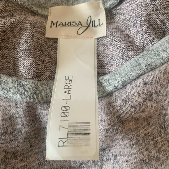 NEW MARISA JULL GRAY/PINK HEATHERED LONG BALLOON SLEEVE TOP LARGE - Picture 3 of 8